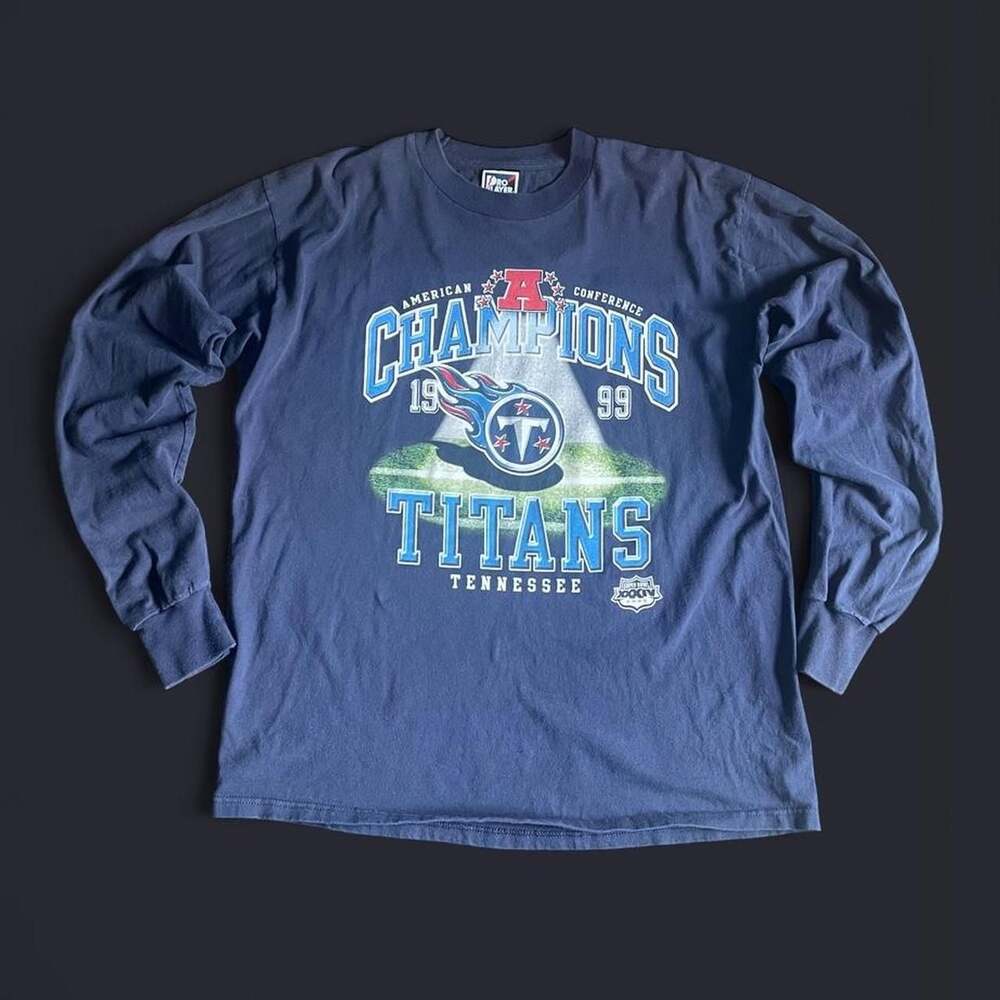 Vintage Tennessee Titans Shirt Mens XL Pro Player Long Sleeve 1999 AFC Champions